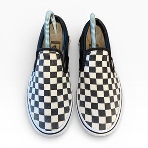Vans Customs Classic Slip-On Checkerboard Wide | Washed Black & White | 8W/6.5W
